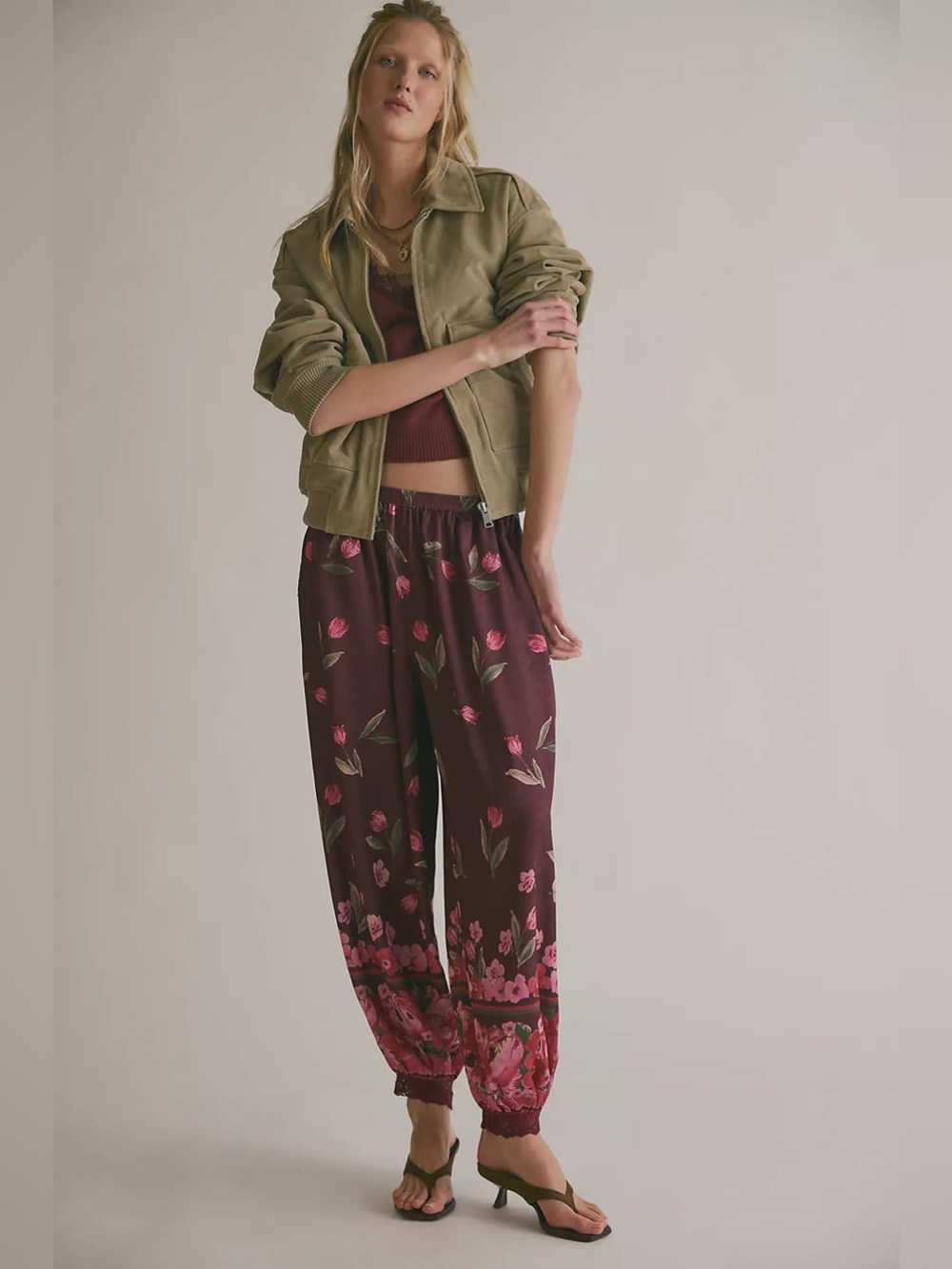 Free People Slip Into Something Pants in Wine Combo